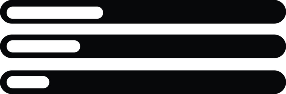 Three horizontal loading bars with different progress levels