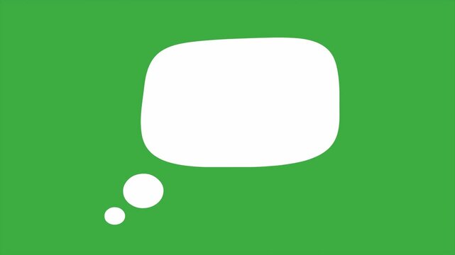 A clean minimalist white thought bubble icon isolated on a vibrant green background representing clear mental thinking and ideas.