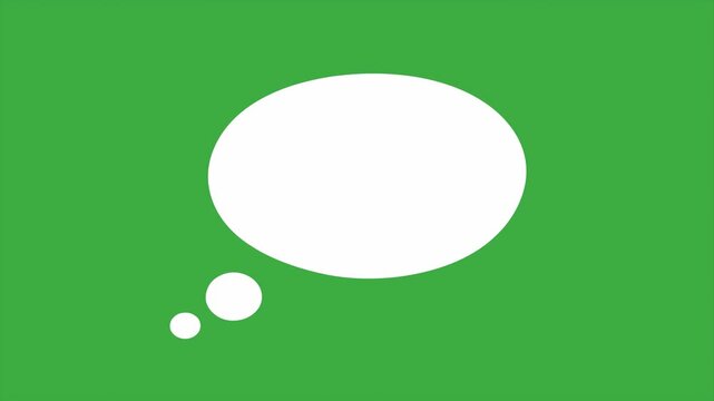 Minimalist white thought bubble icon representing creative ideas and dreams on a vibrant flat solid green screen background.