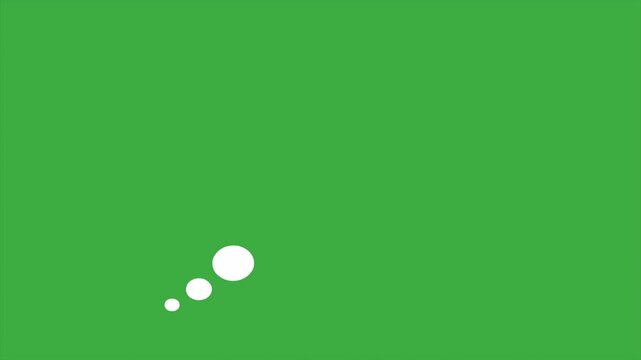 Minimalist white dots representing a thought bubble float on a bright green background, evoking a calm and contemplative mood.