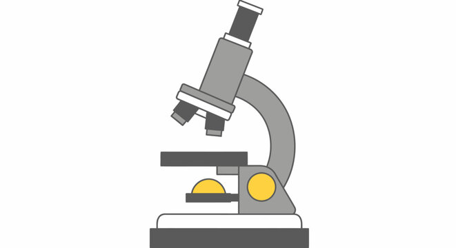 Gray microscope on white background.