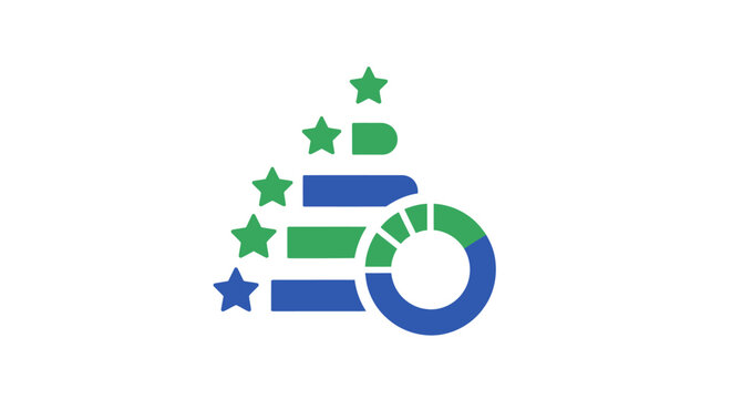Green and blue star rating symbol.