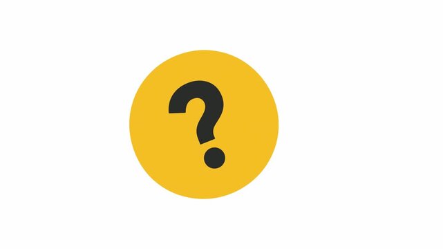Minimalist black question mark icon inside a vibrant yellow circle on white background represents curiosity and help.