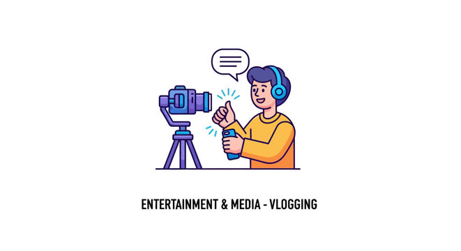 Man recording video with camera.