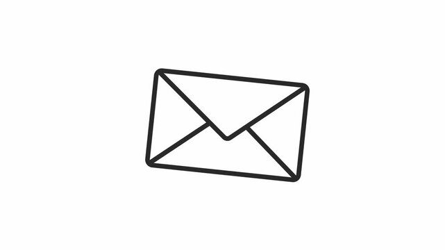Simple black line art of a mail envelope icon isolated on a white background representing digital communication and messaging.