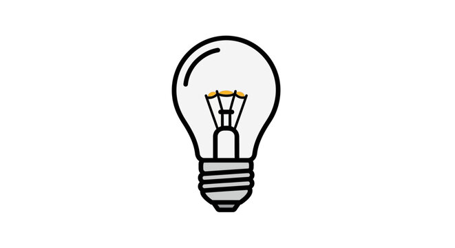 Light Bulb With Glowing Filament Inside.