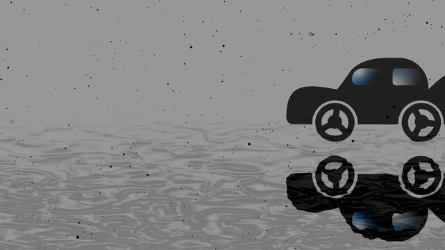 Toy car animation silhouettes vehicle reflection profiles. Monochrome toy car animation details textured gray surface finishes. Minimal toy car animation visualizes auto industry logistics layouts.