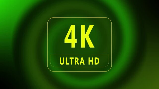 4K resolution animation shines on green gradient backgrounds. Premium 4K resolution animation rotates technical circle patterns. High definition 4K resolution animation defines screen values.