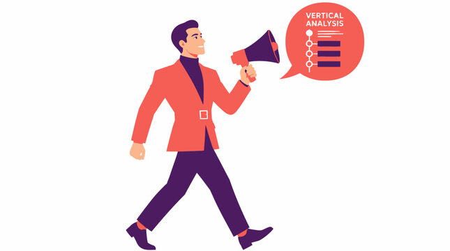 Man in red jacket holding megaphone and social media icons.