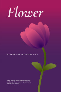 Minimalist Purple Tulip Flower Poster Illustration