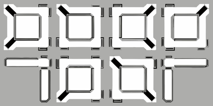 Rectangular Frames With Angled Corners White Vector Illustration