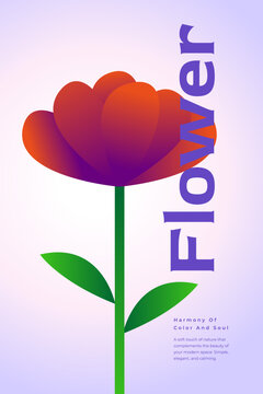 Elegant Minimalist Red Flower Art Poster Illustration