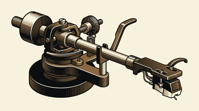 Vintage brass microscope with focus knobs on dark base.
