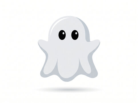 Cute cartoon ghost vector illustration isolated on white background