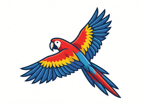 Colorful Scarlet Macaw Parrot in Flight Vector