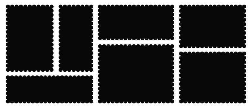 Geometric zig zag wavy stickers. Zig zag square shape collection. set wavy edge frames. vector illustration.
