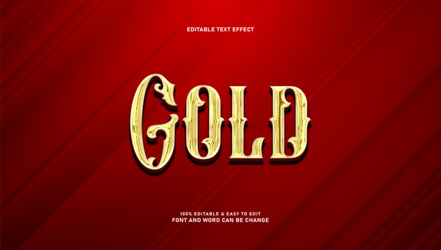 Vintage luxury gold editable text effect on red background