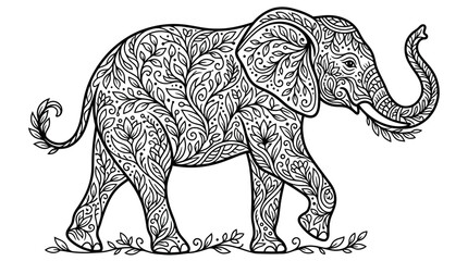 Naklejka premium Detailed illustration of an elephant walking.