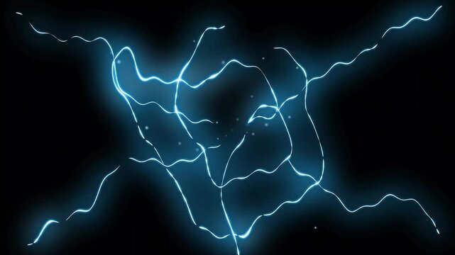 2d lightning thunderstorm animation on black background, flash FX electric lightning hand drawn anime, thunder strikes blue force effects. 4K