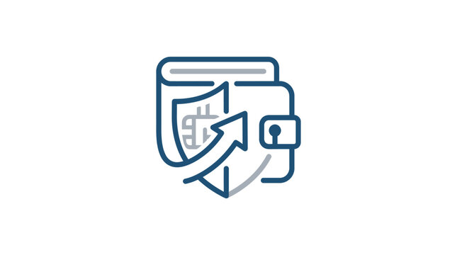 Secure digital cryptocurrency wallet with protective shield icon