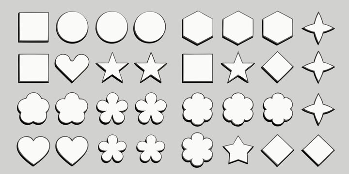 Collection Of Three dimensional Geometric Shapes On A Gray Background