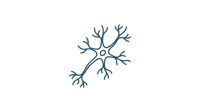 Hand drawn illustration of a single neuron cell body with dendrites.