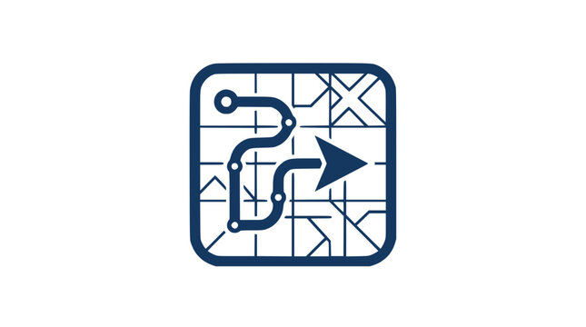 GPS Navigation Icon for Route Planning and Map Directions with Path Arrow