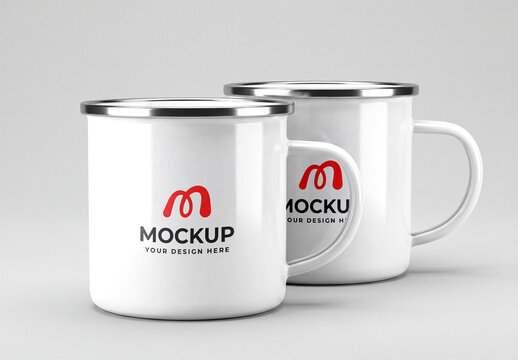 Realistic Two Mug Mockup