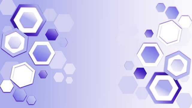 Abstract background with hexagonal 3d shapes clustered at left and right edges animation