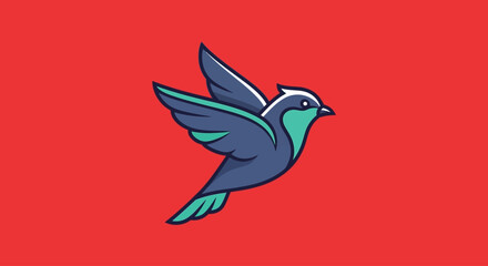 Fototapeta premium flying bird logo design on red background vector illustration