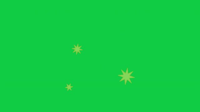 Sparkle glowing yellow starbursts looping animation for magic spell effects green screen