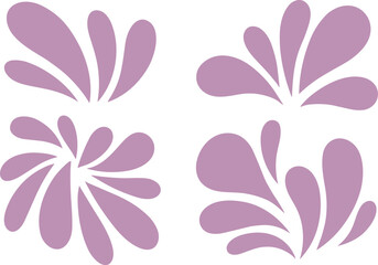 Vector set of dusty pink whimsical leaf swirls, abstract organic botanical graphic shapes, modern minimalist floral vectors for textile print patterns vector illustration © Mst