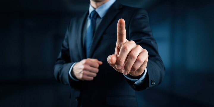 Businessman pointing at something in the air