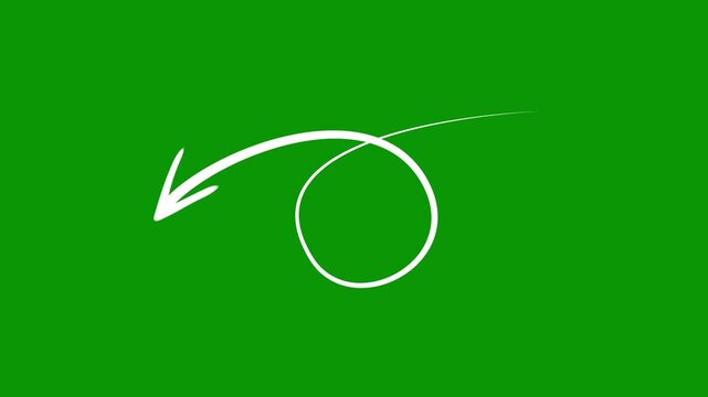 Creative doodle style arrow cursor motion graphics clip. Beautifully crafted overlay asset e This 2D animated video features a smooth animation on a keyable green screen and chromakey background.