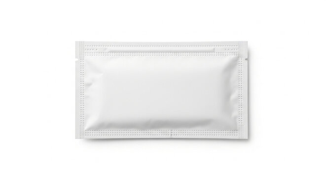 Blank white condom packet with smooth surface and sealed edges for safe sex protection