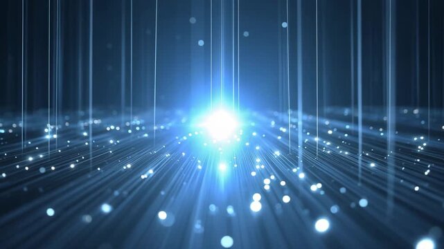 Abstract blue fiber optics background with glowing digital data streams Video.