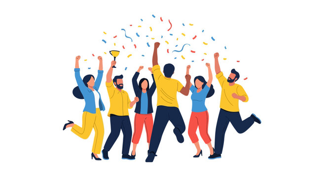 People Celebrating with Confetti and Cheer.