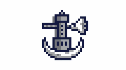 Fototapeta premium Pixel art anchor with rope.