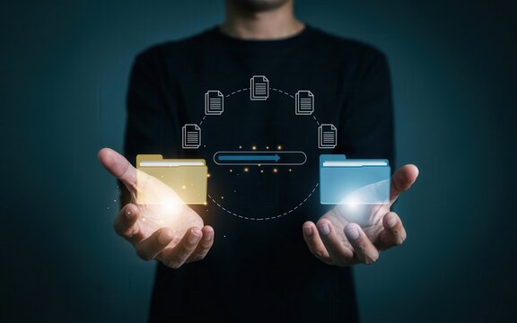 Digital data transfer and file management concept