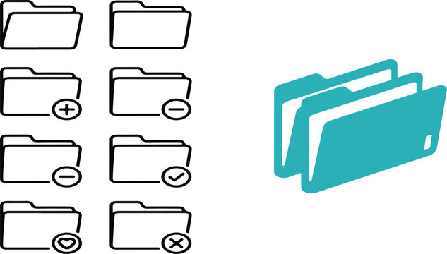 Folder icons. File folder icon set. Design for app, logo etc. Vector EPS 10.eps