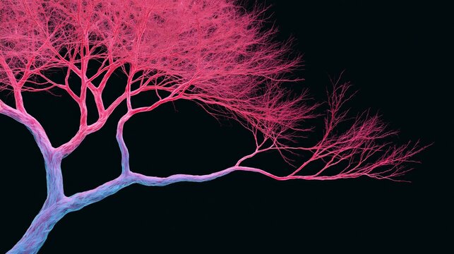 Red Branching Vessel Network on Black