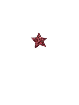 Glittery red star ornament, sparkling holiday decoration detail, festive Christmas and New Year party craft accent isolated PNG with Transparent Background