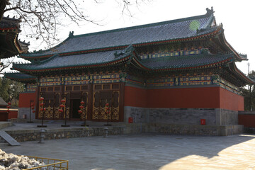 Naklejka premium Traditional Chinese Temple with Blue Tile Roofs, Beijing