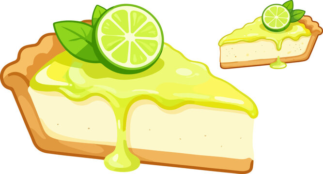Lime, key lime pie, dessert, vector illustration, food, citrus, green, yellow