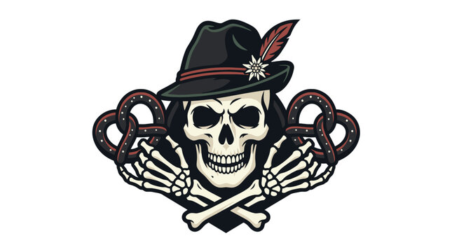Pirate skull emblem with hat star and crossed daggers.