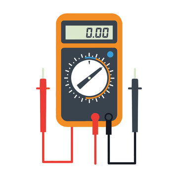 Multimeter device with digital display and test leads