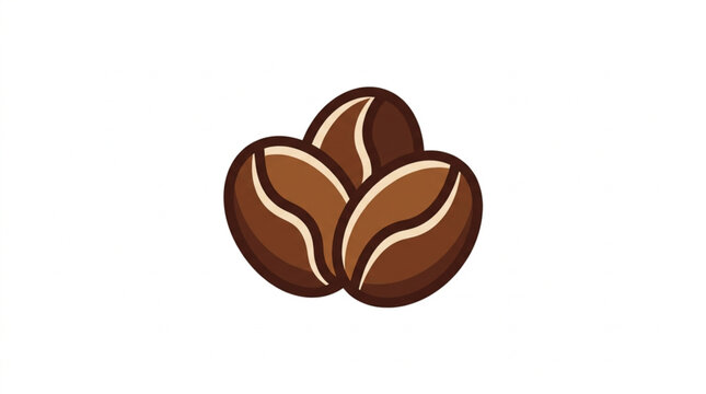 Three Roasted Coffee Beans Close Up Isolated.