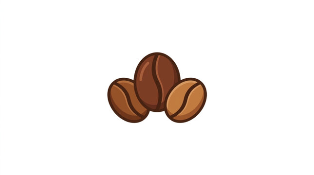 Three Roasted Coffee Beans Isolated on White Background.