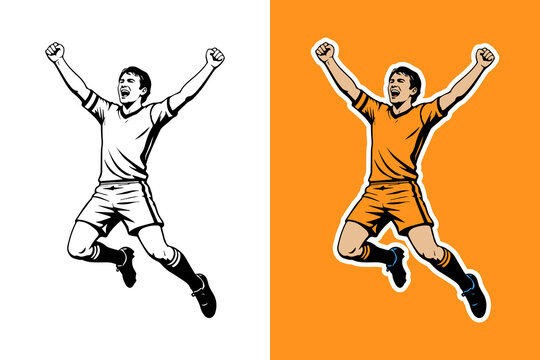Soccer Player Celebrating Vector Illustration