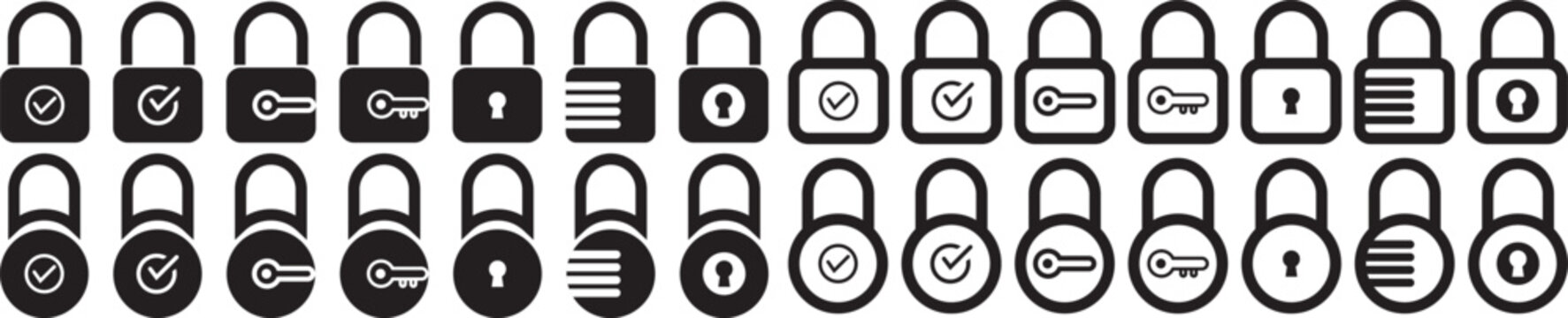 Professional padlock icons collection for cyber security branding. vector illustration eps 10. Professional collection of security padlock icons for web and interface design applications. representing